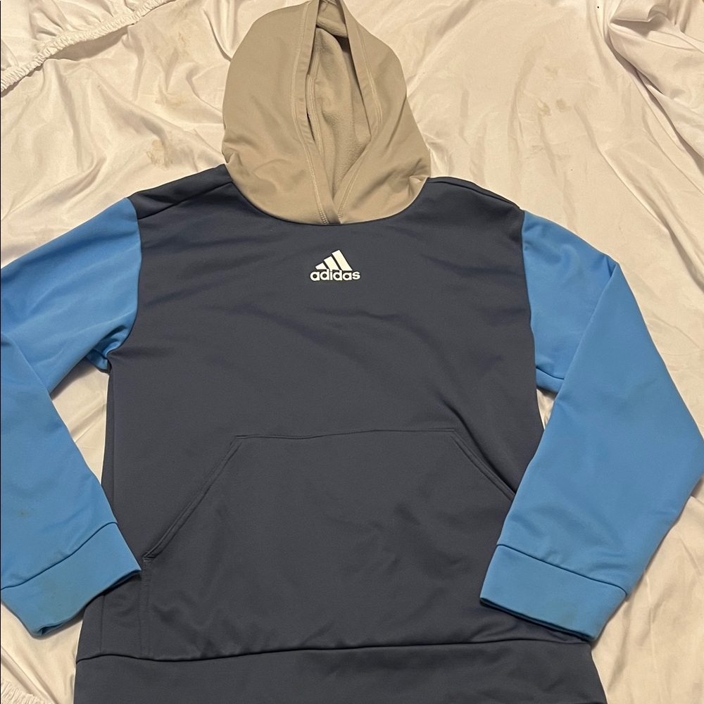 Adidas Two-Tone Blue and Tan Hoodie